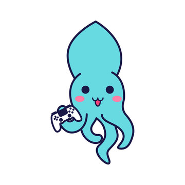 Cute blue octopus Gamer ps5