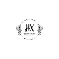 Initial HX Handwriting, Wedding Monogram Logo Design, Modern Minimalistic and Floral templates for Invitation cards