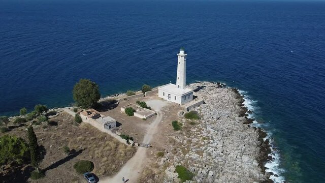 Aerial view of Cranae or Marathonisi lighthouse