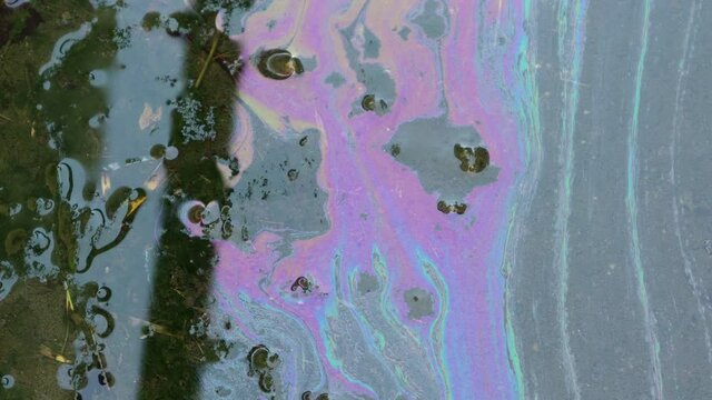 Oil spills in the drainage canal