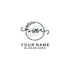 Initial IM Handwriting, Wedding Monogram Logo Design, Modern Minimalistic and Floral templates for Invitation cards