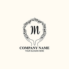 Initial IN Handwriting, Wedding Monogram Logo Design, Modern Minimalistic and Floral templates for Invitation cards