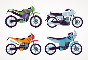 bundle of motorcycles style vehicles icons