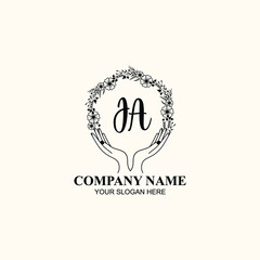 Initial JA Handwriting, Wedding Monogram Logo Design, Modern Minimalistic and Floral templates for Invitation cards