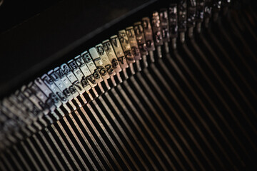 close up letters of vintage typewriter