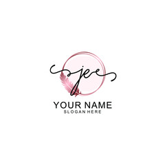 Initial JE Handwriting, Wedding Monogram Logo Design, Modern Minimalistic and Floral templates for Invitation cards