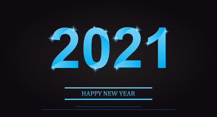 2021 Happy New Year luxury holiday banner with handwritten inscription Happy New Year. Vector holiday design. Vector illustration.