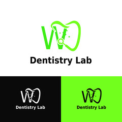 Initial Letter W Dental Dentist Logo concept. Dentistry Brand and Dental Care Logo template