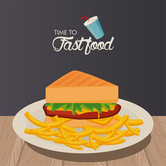 sandwiche and french fries delicious fast food icon
