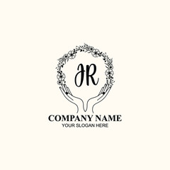 Initial JR Handwriting, Wedding Monogram Logo Design, Modern Minimalistic and Floral templates for Invitation cards