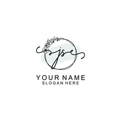 Initial JS Handwriting, Wedding Monogram Logo Design, Modern Minimalistic and Floral templates for Invitation cards