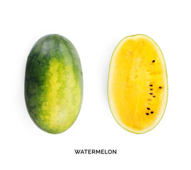Creative layout made of watermelon. Flat lay. Food concept. Watermelon on white background.
