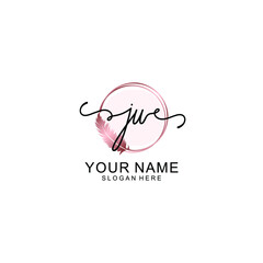 Initial JU Handwriting, Wedding Monogram Logo Design, Modern Minimalistic and Floral templates for Invitation cards