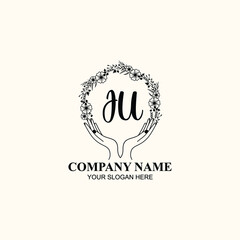 Initial JU Handwriting, Wedding Monogram Logo Design, Modern Minimalistic and Floral templates for Invitation cards