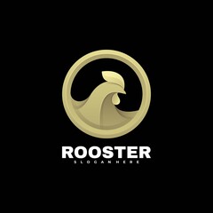 Vector Logo Illustration Rooster Gradient Colorful Style.