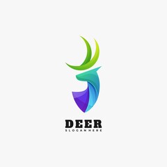 Vector Logo Illustration Deer Gradient Colorful Style.