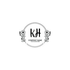 Initial KH Handwriting, Wedding Monogram Logo Design, Modern Minimalistic and Floral templates for Invitation cards