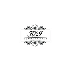 Initial KI Handwriting, Wedding Monogram Logo Design, Modern Minimalistic and Floral templates for Invitation cards