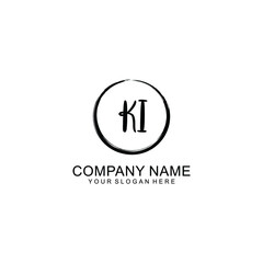 Initial KI Handwriting, Wedding Monogram Logo Design, Modern Minimalistic and Floral templates for Invitation cards