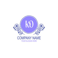 Initial KO Handwriting, Wedding Monogram Logo Design, Modern Minimalistic and Floral templates for Invitation cards