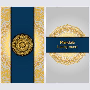 Business Cards with floral mandala element. Vector decorative elements. Ornamental floral decoration