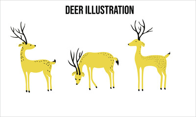 deer vector 3 illustration flat design