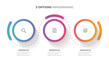 Timeline infographic design vector with circle and marketing icon. Business concept with 3 steps or options. - obrazy, fototapety, plakaty