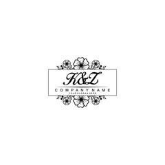 Initial KZ Handwriting, Wedding Monogram Logo Design, Modern Minimalistic and Floral templates for Invitation cards