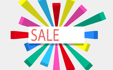 sale text on the white tag on the colorful texture background