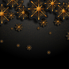 Black and luxury golden winter Christmas abstract vector background
