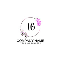 Initial LG Handwriting, Wedding Monogram Logo Design, Modern Minimalistic and Floral templates for Invitation cards