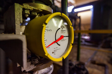 Caustic chemical plant. Yokogawa soduim hypochlorite flow meter. Low depth of field.