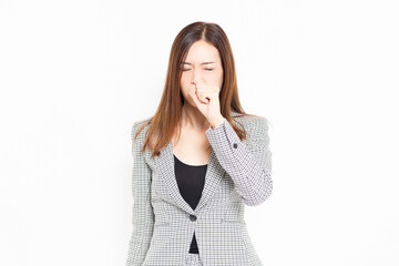 風邪で喉が痛いビジネスウーマン