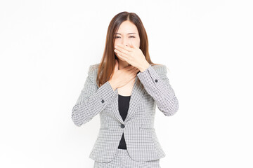 風邪で喉が痛いビジネスウーマン