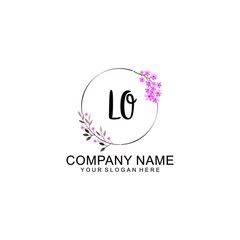 Initial LO Handwriting, Wedding Monogram Logo Design, Modern Minimalistic and Floral templates for Invitation cards
