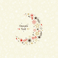 Obraz premium Stars. Crescent. Moon. Hand drawn doodle stars. Holiday card template - vector illustration.