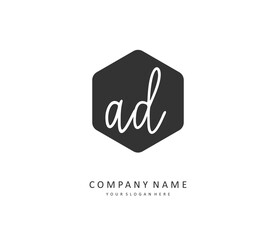 AD Initial letter handwriting and signature logo. A concept handwriting initial logo with template element.