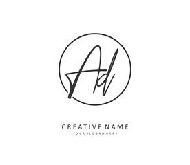 AD Initial letter handwriting and signature logo. A concept handwriting initial logo with template element.