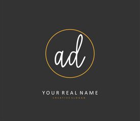 AD Initial letter handwriting and signature logo. A concept handwriting initial logo with template element.