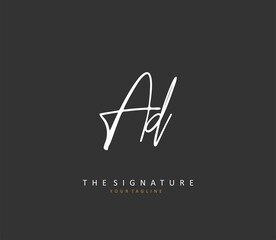 AD Initial letter handwriting and signature logo. A concept handwriting initial logo with template element.