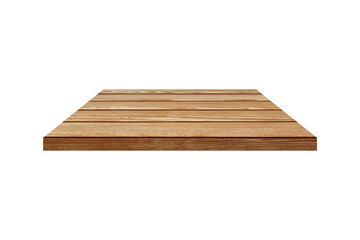 Wooden shelf Isolated on white background with clipping path.