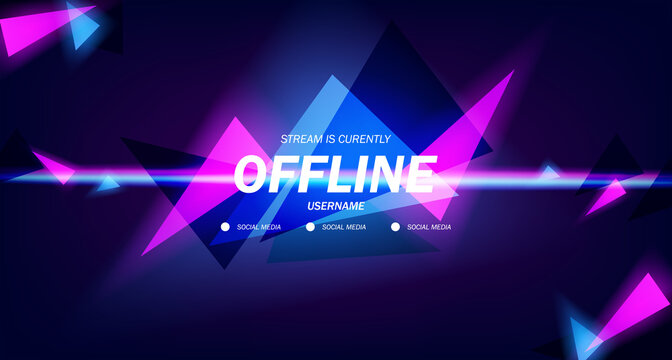 modern twitch background screensaver offline stream gaming background with neon pink and cyan color glowing triangle