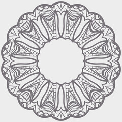 Ornamental laced snowflake, rosette, mandala. Vector illustration