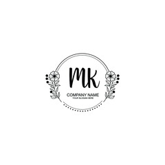 Initial MK Handwriting, Wedding Monogram Logo Design, Modern Minimalistic and Floral templates for Invitation cards