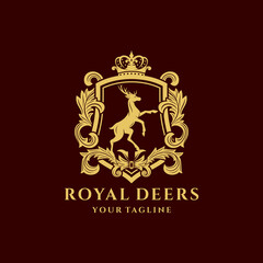Royal Deer Crest Logo Template