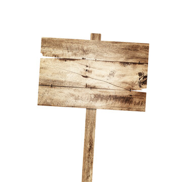 Wooden Sign Isolated On White. Wood Old Planks Sign.