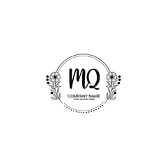 Fototapeta na wymiar Initial MQ Handwriting, Wedding Monogram Logo Design, Modern Minimalistic and Floral templates for Invitation cards