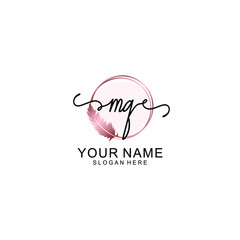 Initial MQ Handwriting, Wedding Monogram Logo Design, Modern Minimalistic and Floral templates for Invitation cards