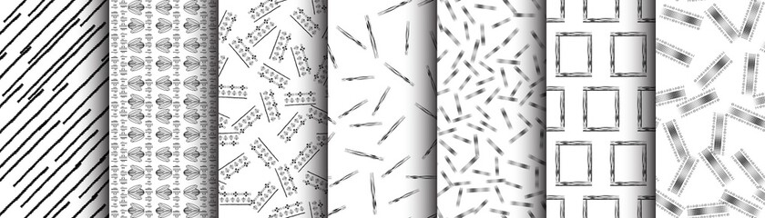 Etnic collection seamless pattern hand draw line and stripes