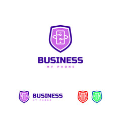 Fototapeta premium Phone Shield Logo Design Vector